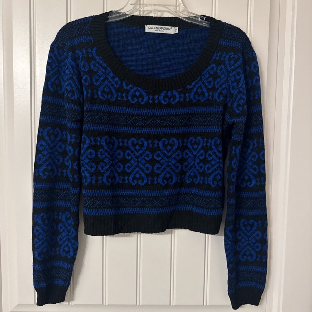 Blue & Black Patterned Winter / Christmas Sweater